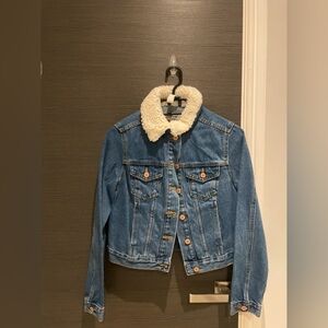 New Look Blue Denim Jacket with Tan Accents